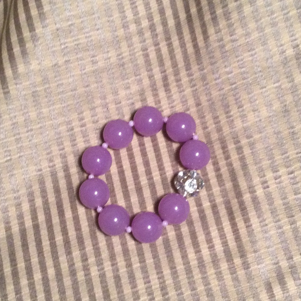 CrewCuts girls bracelet, lilac balls with a crystal ball